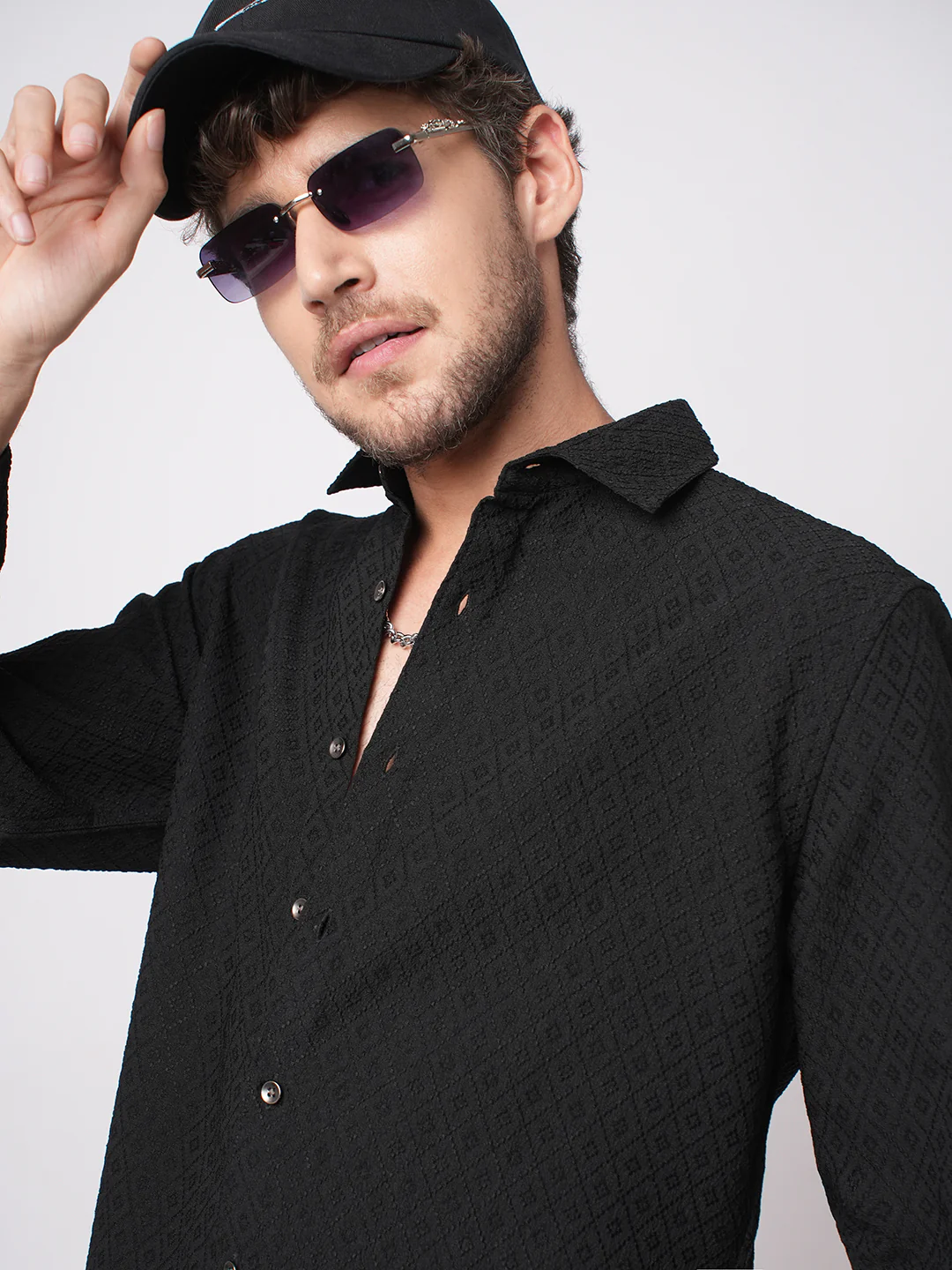 Sable Black Ornate Textured Shirt - Image 2