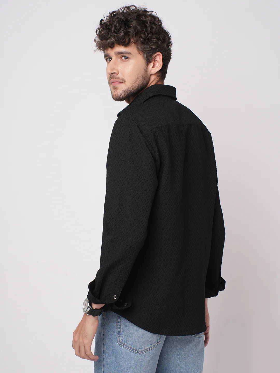 Sable Black Ornate Textured Shirt - Image 6