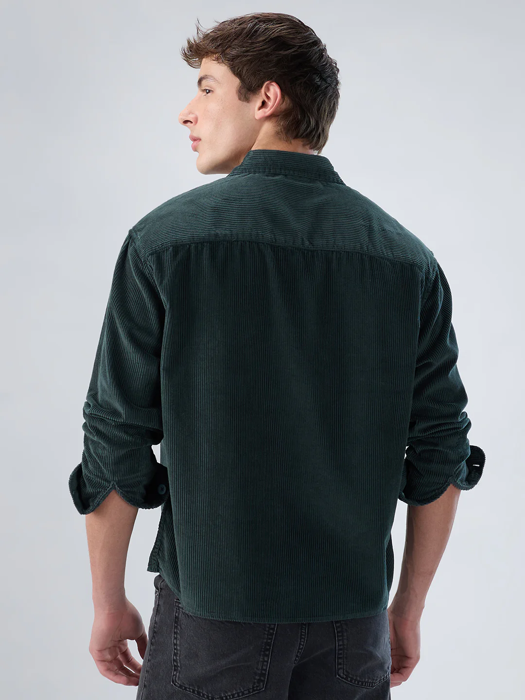 Sacremento Green Corduroy Boxy Fit Crop Shirt - Image 6