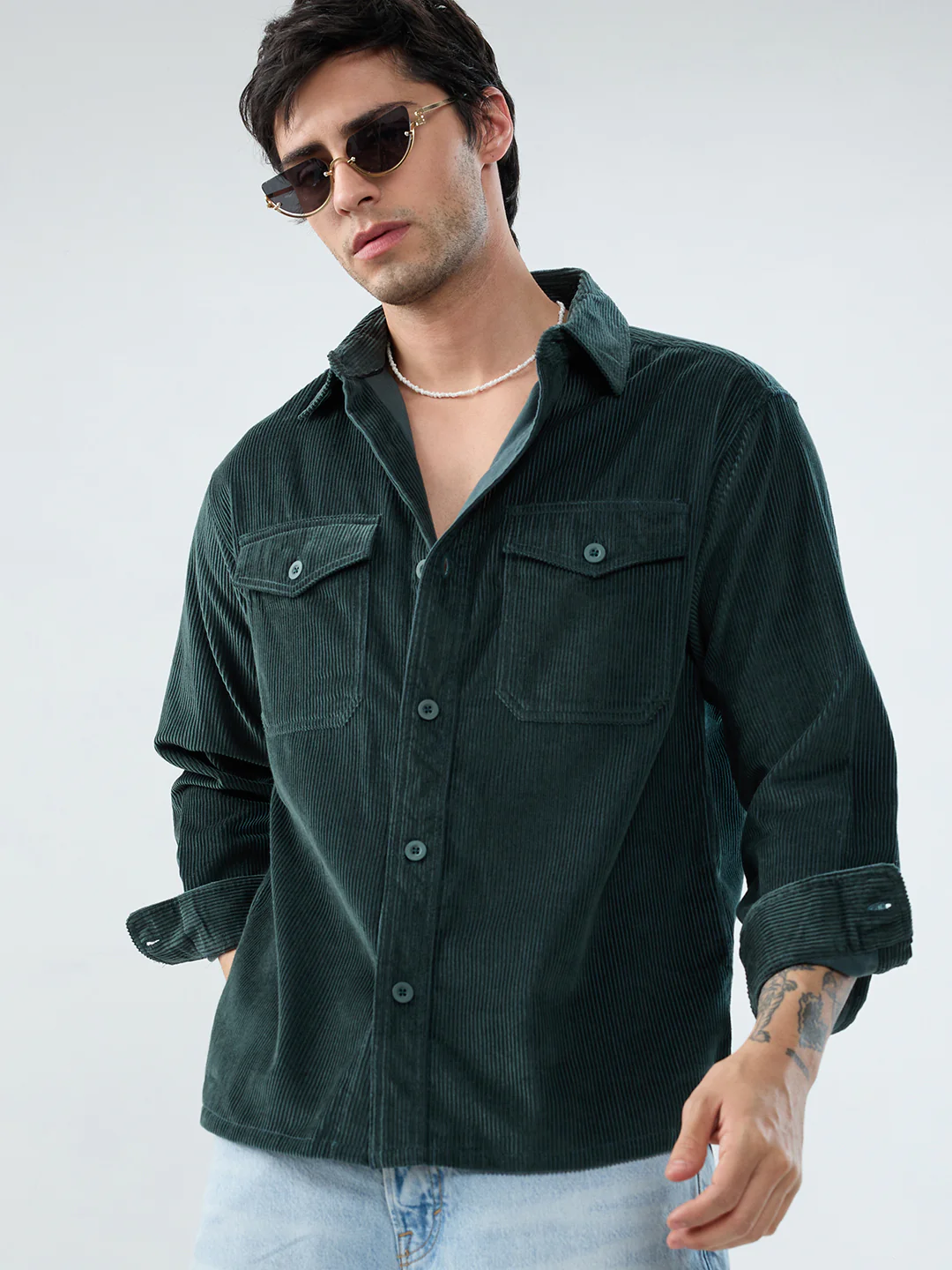 Sacremento Green Corduroy Double Pocket Shirt - Image 2