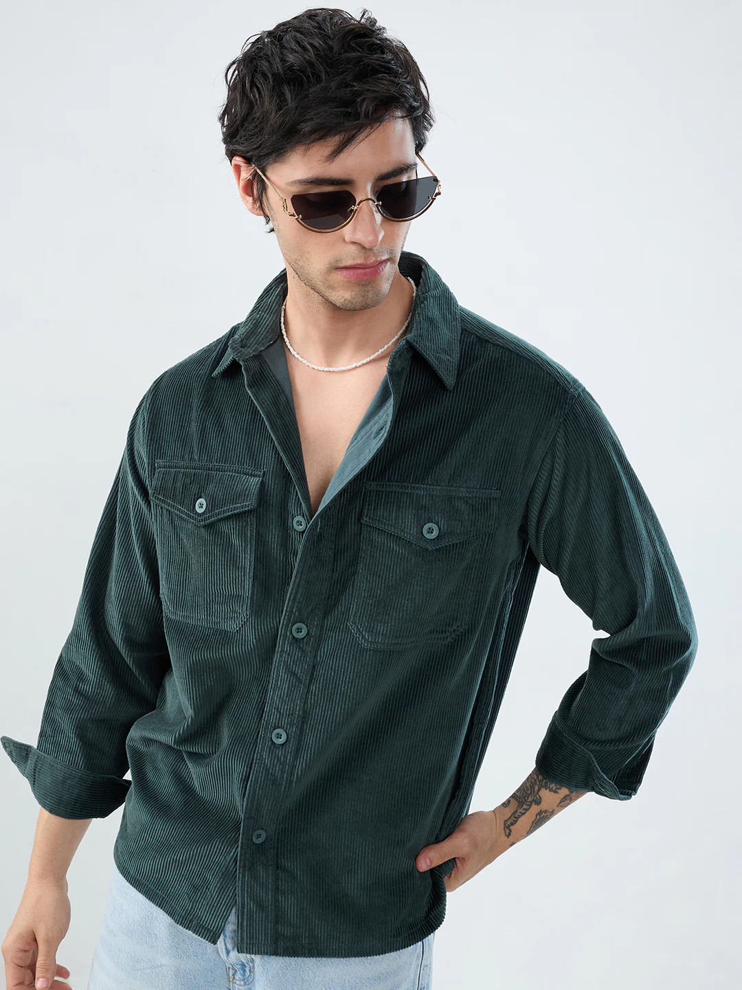 Sacremento Green Corduroy Double Pocket Shirt - Image 4