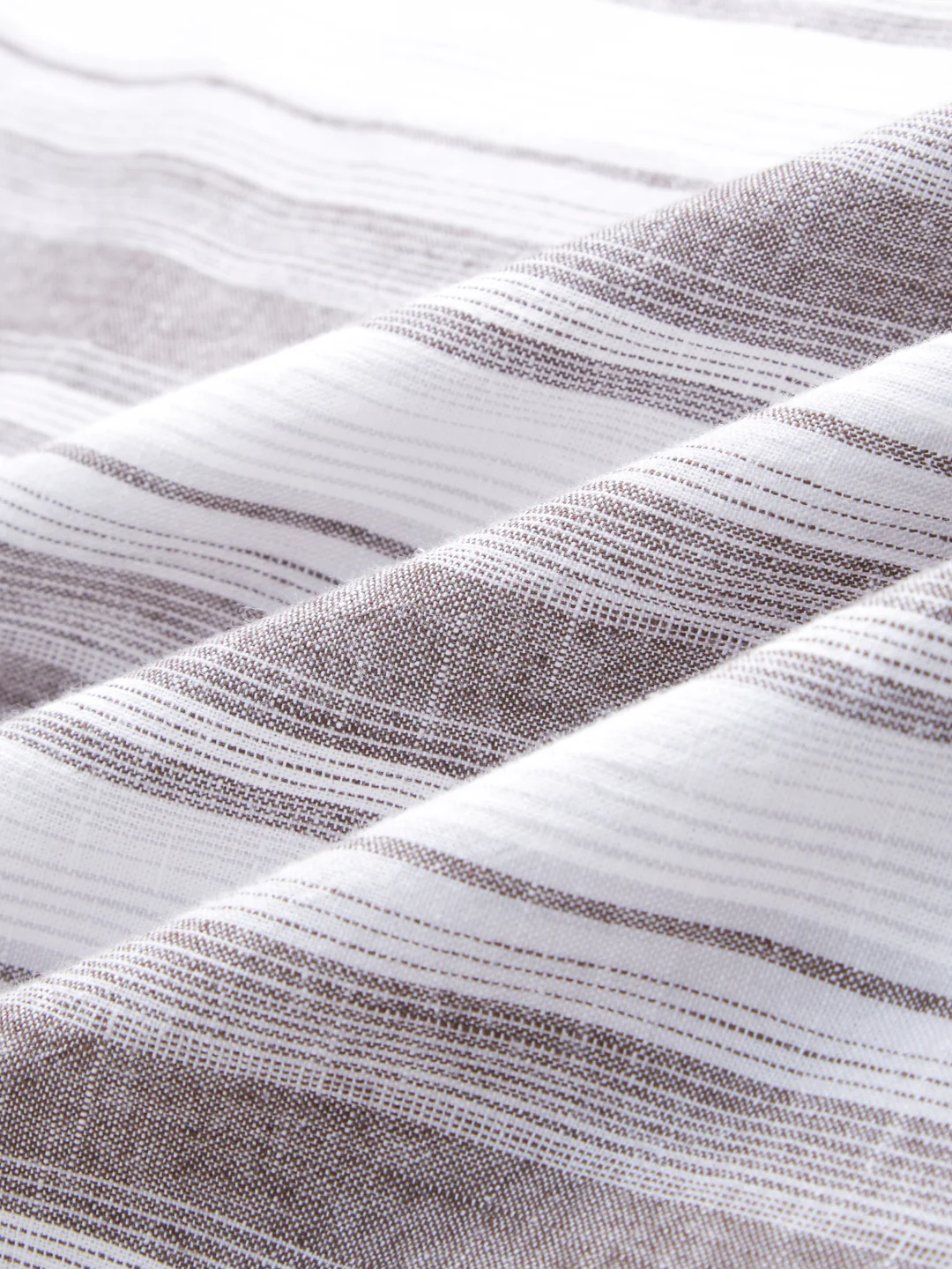 Saddle Brown & White Fine Striped Linen Blend Shirt - Image 3