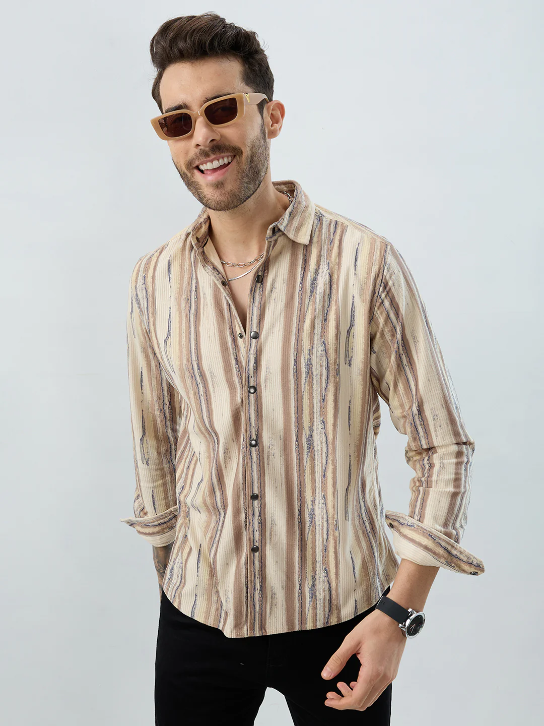 Safari Inspired Beige Corduroy Shirt - Image 2