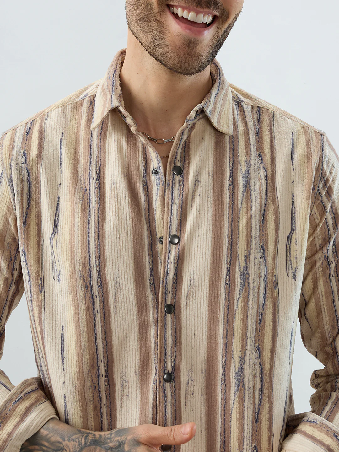 Safari Inspired Beige Corduroy Shirt - Image 3