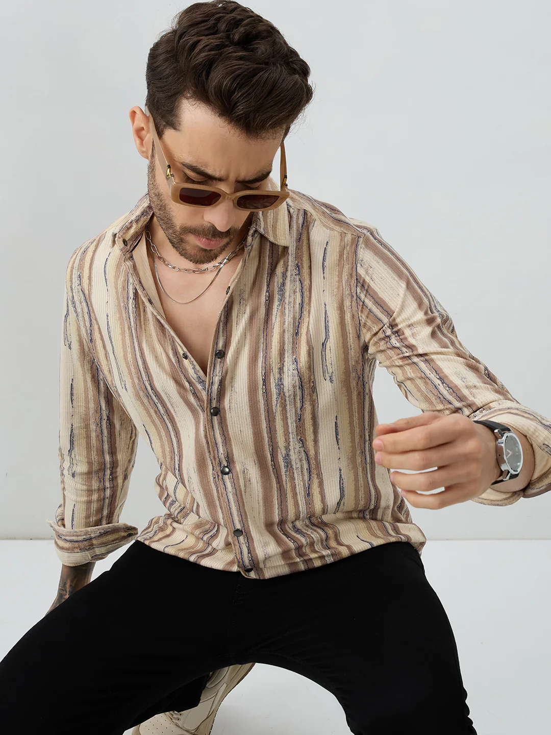 Safari Inspired Beige Corduroy Shirt - Image 4