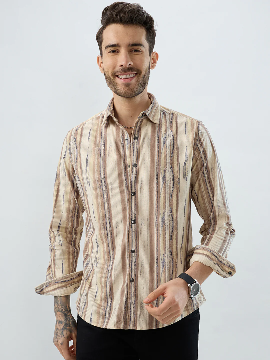 Safari Inspired Beige Corduroy Shirt - Image 5
