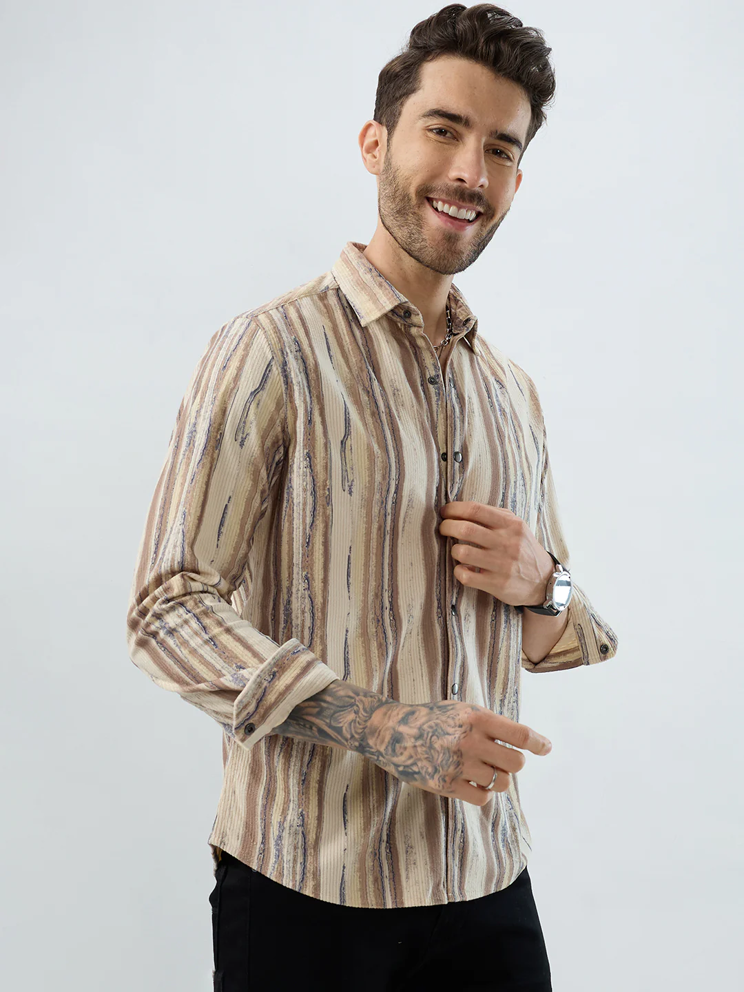 Safari Inspired Beige Corduroy Shirt - Image 6