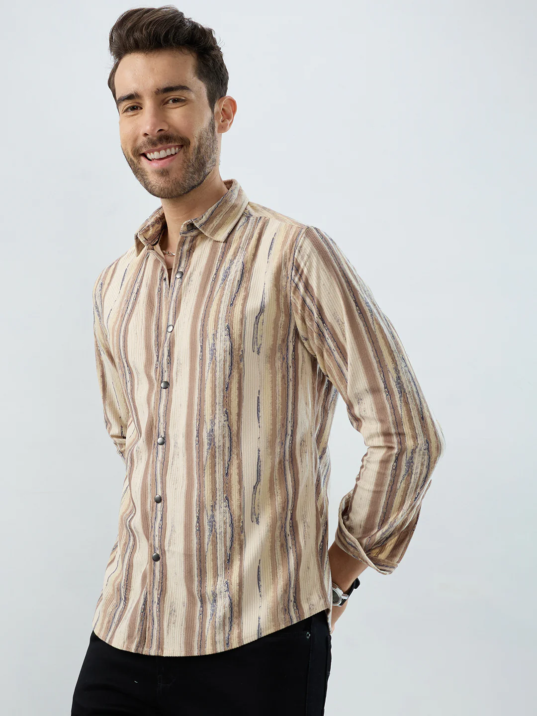 Safari Inspired Beige Corduroy Shirt - Image 7