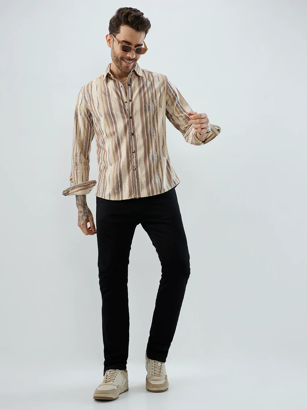 Safari Inspired Beige Corduroy Shirt - Image 9