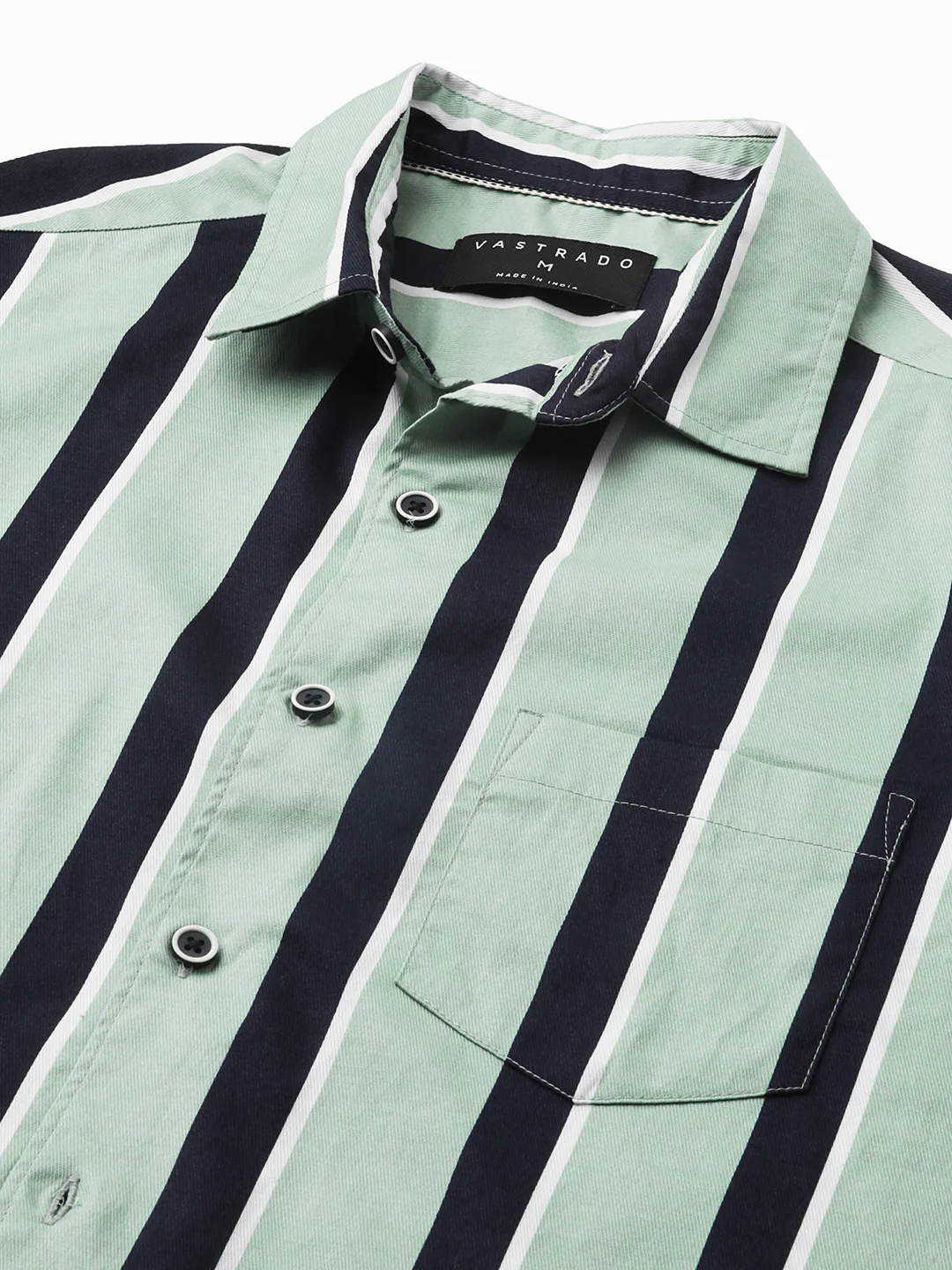 Sage Green & Navy Harbour Striped Shirt - Image 3