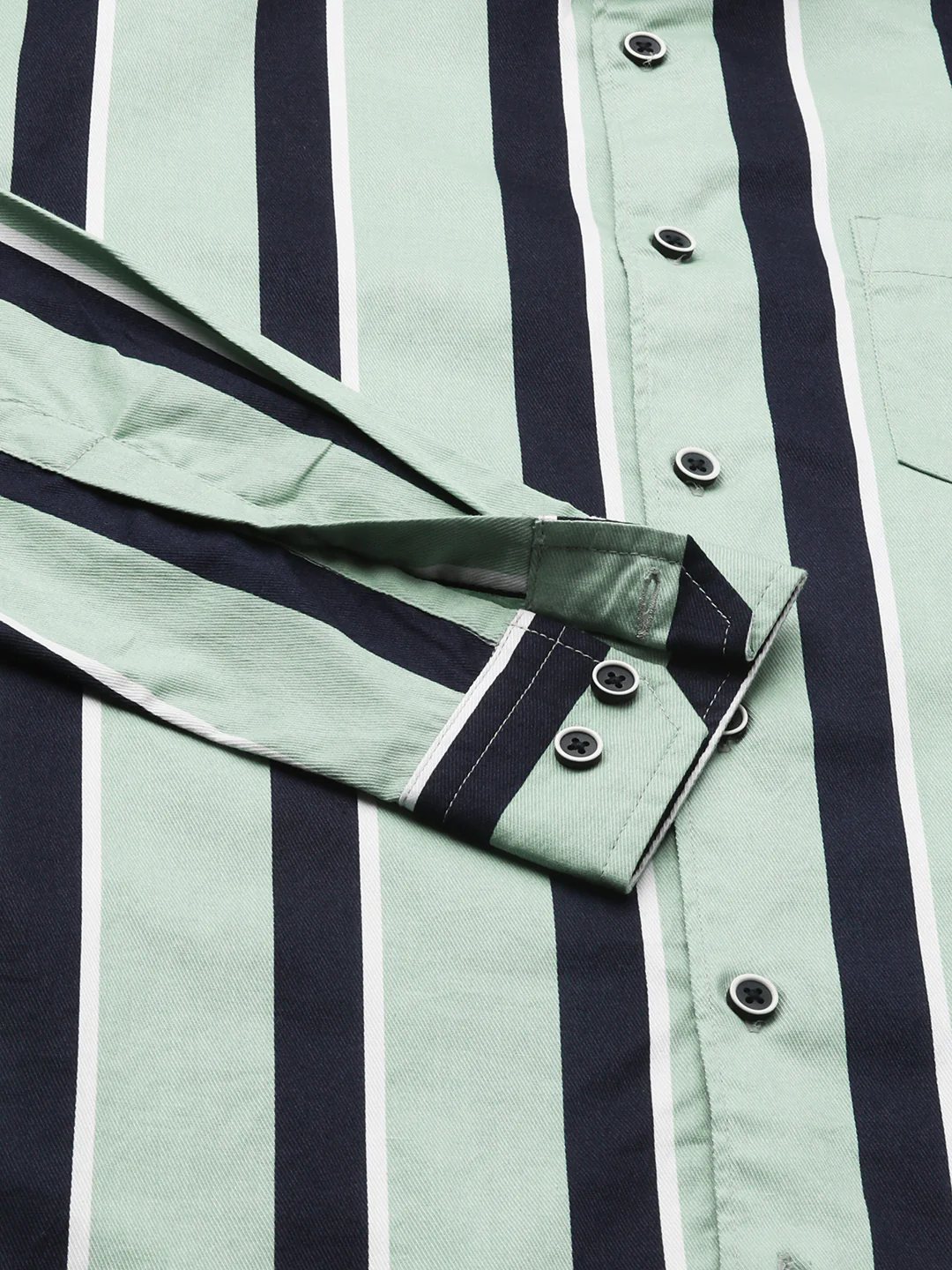 Sage Green & Navy Harbour Striped Shirt - Image 8