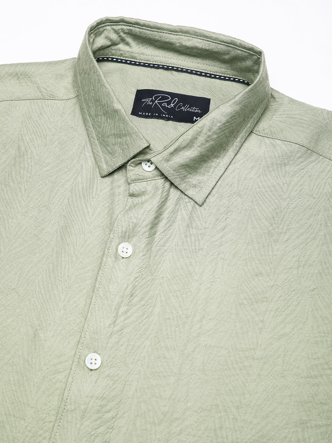 Sage Green Rhythmic Wave Jacquard Shirt - Image 3