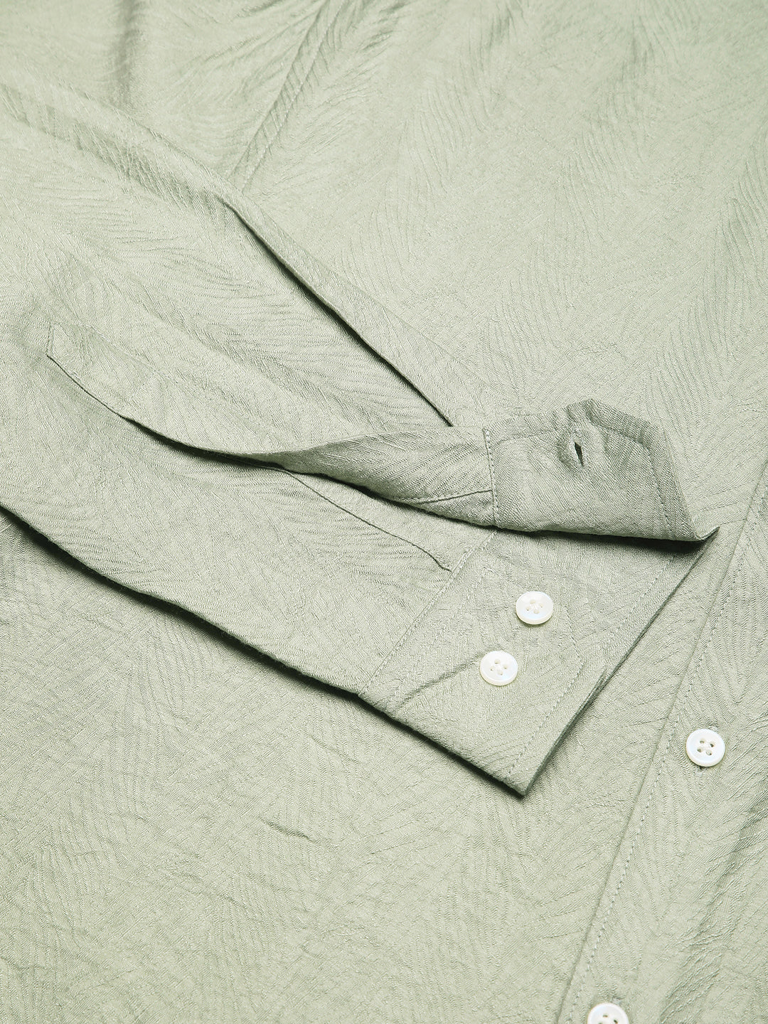 Sage Green Rhythmic Wave Jacquard Shirt - Image 8