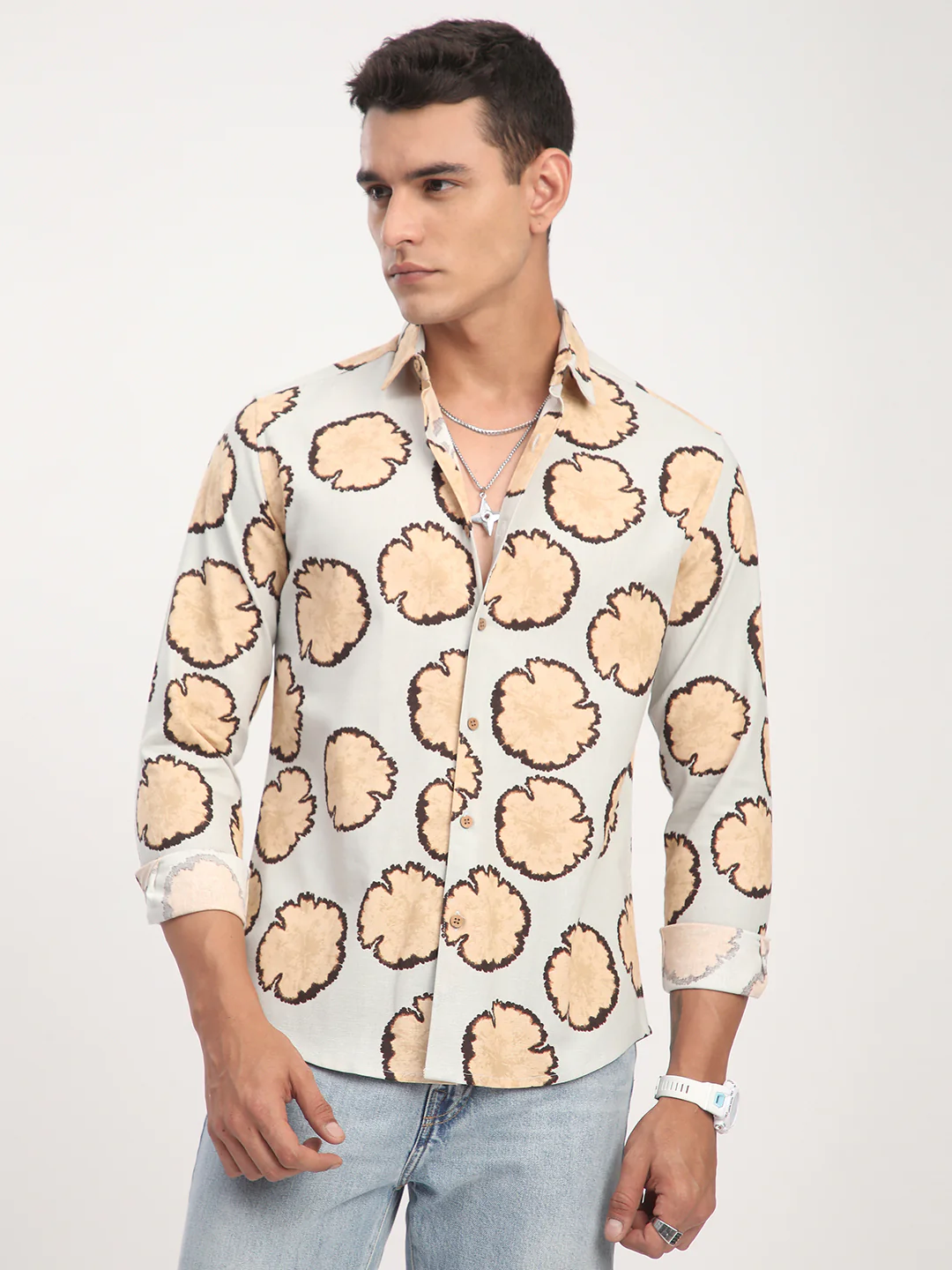 Sage Grey Botanical Bloom Shirt - Image 5