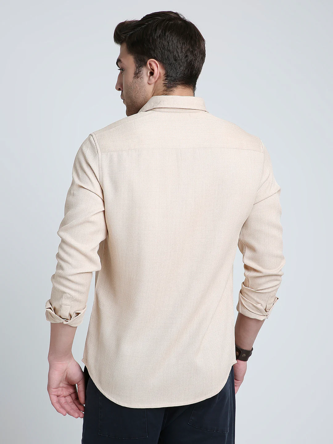 Sand Beige Micro Texture Shirt - Image 5