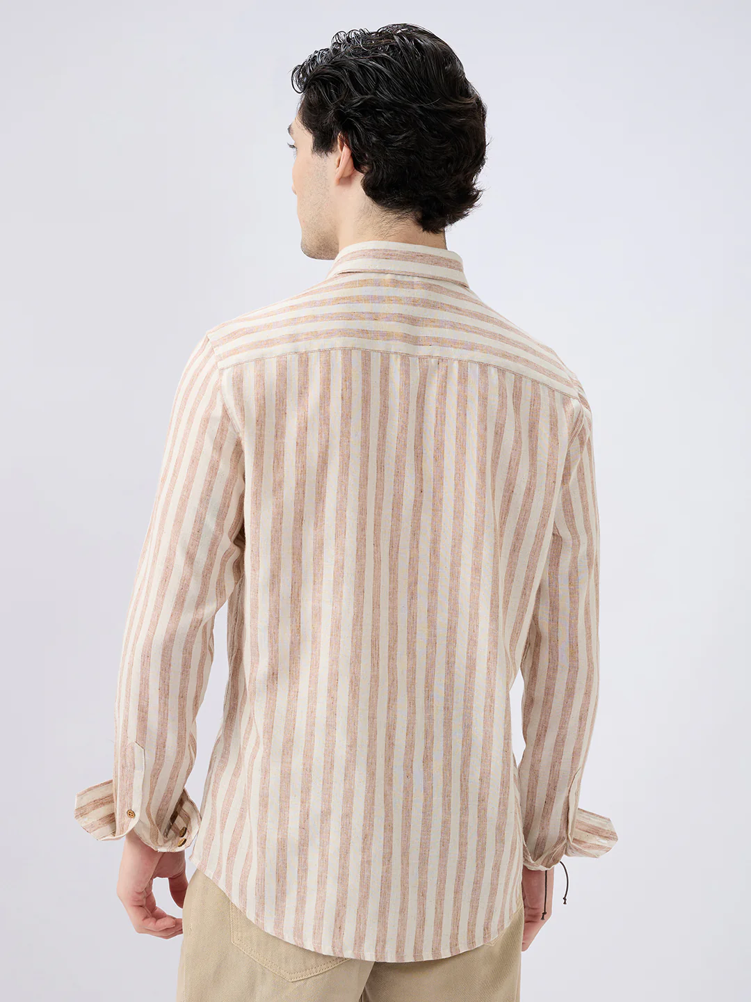 Sand Drift Paneled Stripe Linen Blend Shirt - Image 6