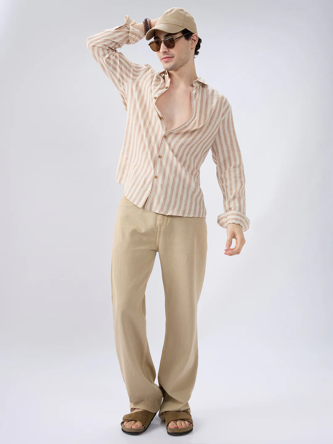 Sand Drift Paneled Stripe Linen Blend Shirt - Image 7
