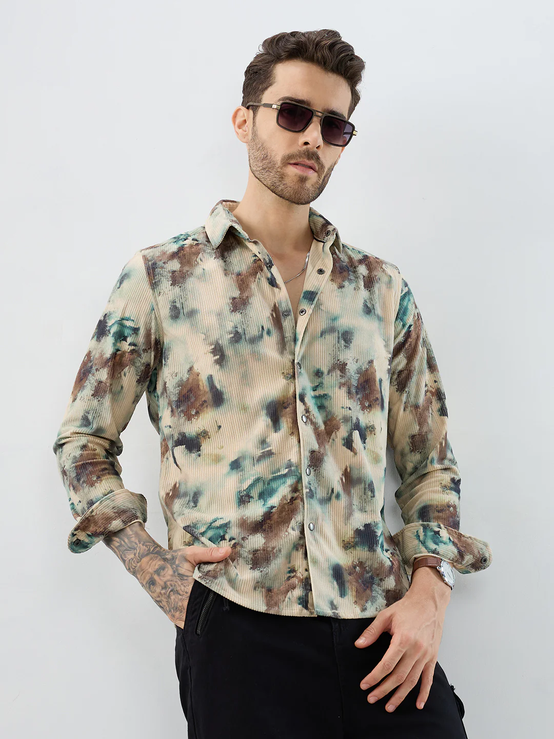 Sand Moss Multi-Tone Corduroy Shirt - Image 4