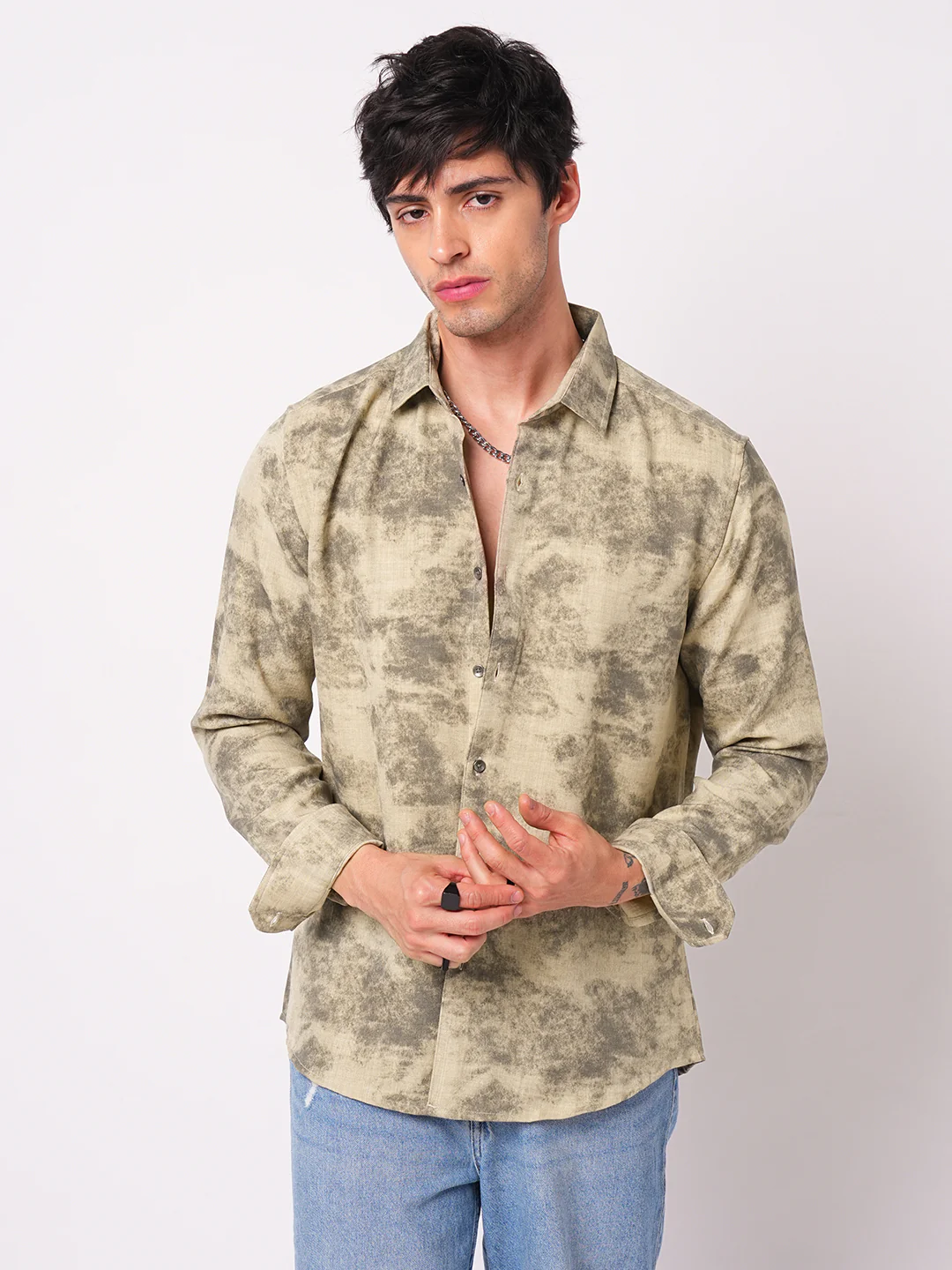 Sandstorm Beige Printed Shirt - Image 5