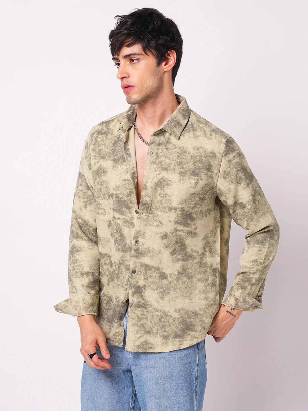 Sandstorm Beige Printed Shirt - Image 6