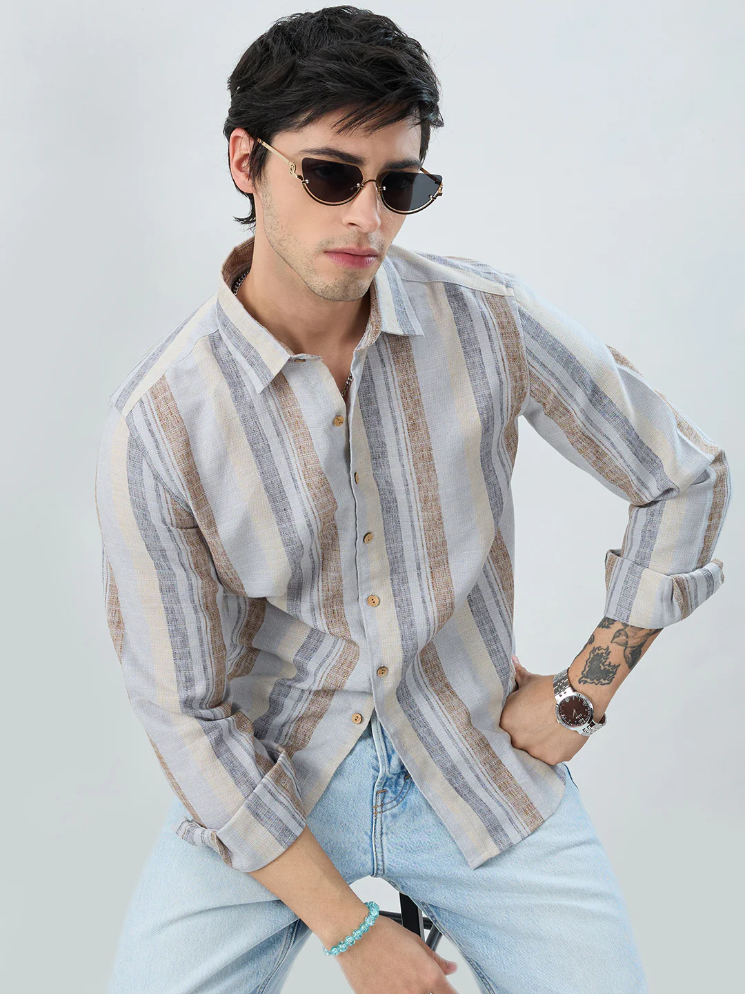 Sandswept Stripes Breezy Linen Blend Shirt - Image 2