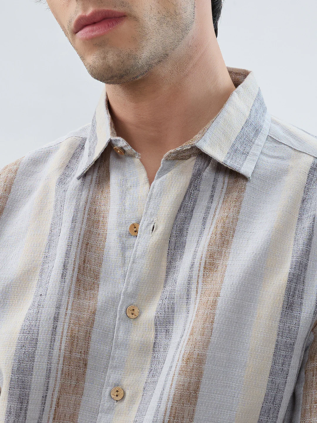 Sandswept Stripes Breezy Linen Blend Shirt - Image 3