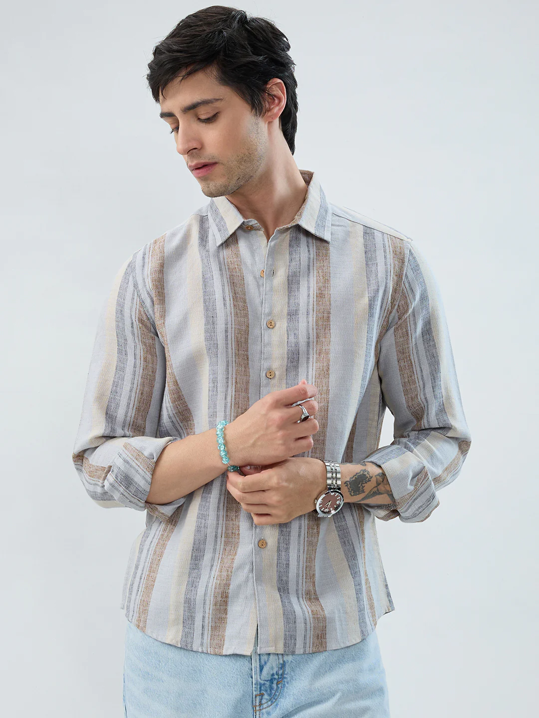 Sandswept Stripes Breezy Linen Blend Shirt - Image 4