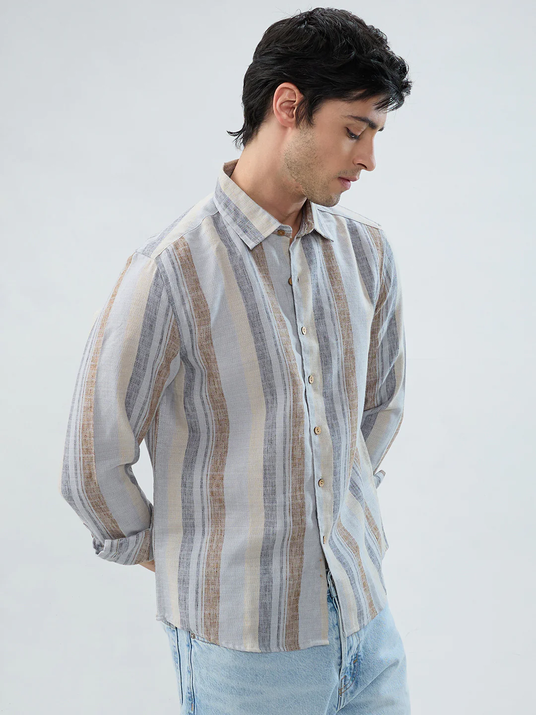 Sandswept Stripes Breezy Linen Blend Shirt - Image 6