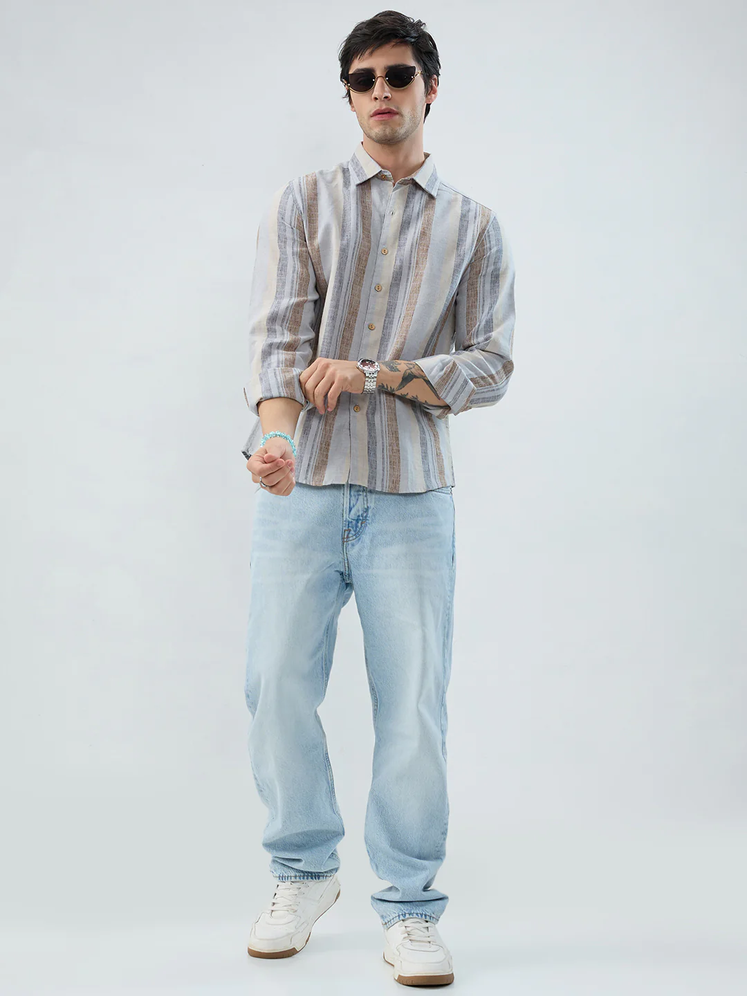 Sandswept Stripes Breezy Linen Blend Shirt - Image 8