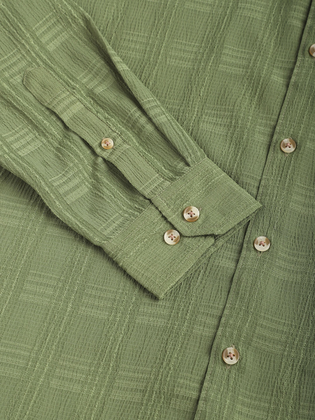 Sap Green Textured Creased Shirt - Image 10