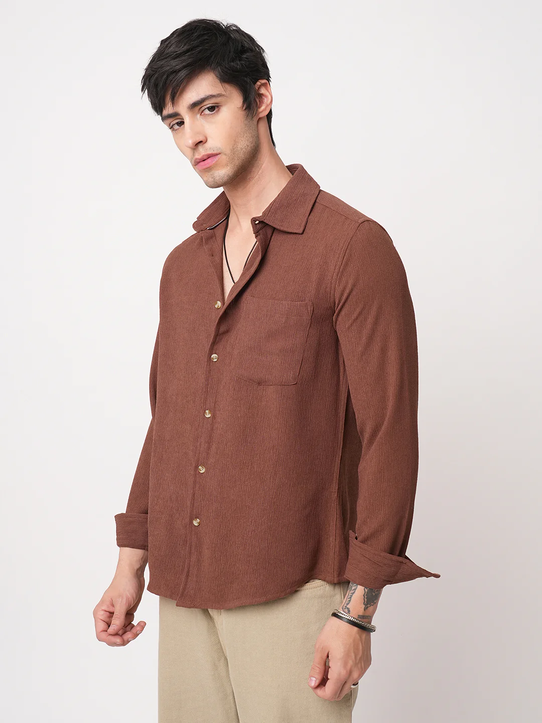 Sauve Cinnamon Brown Crepe Shirt - Image 6
