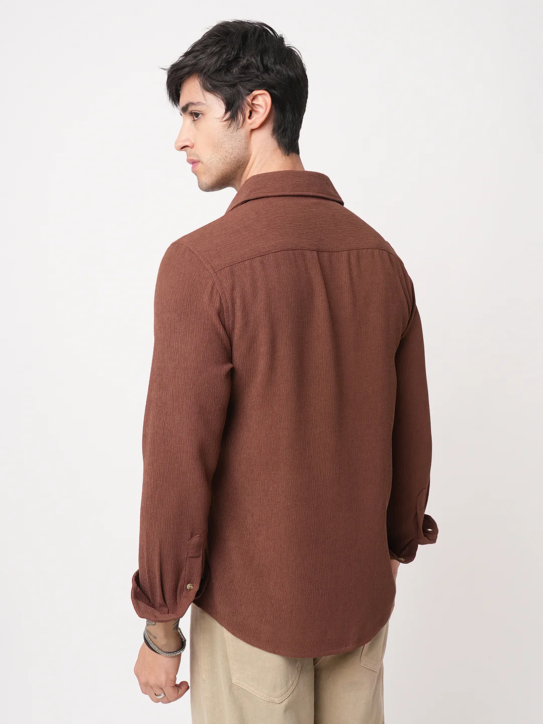 Sauve Cinnamon Brown Crepe Shirt - Image 7