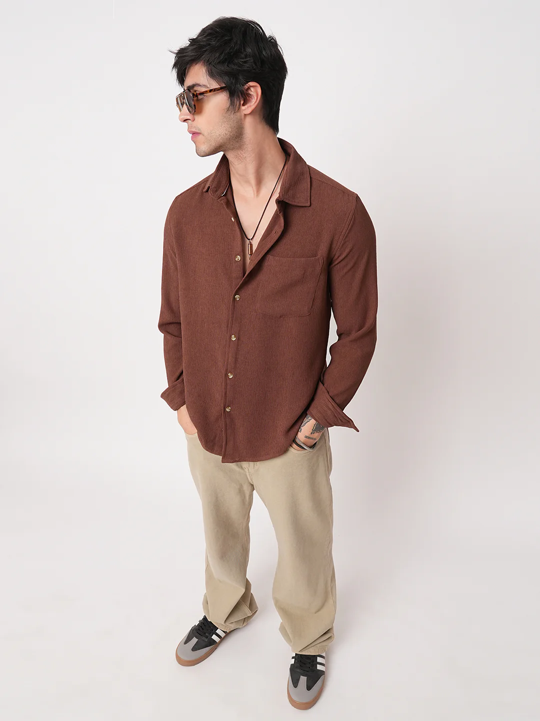 Sauve Cinnamon Brown Crepe Shirt - Image 8