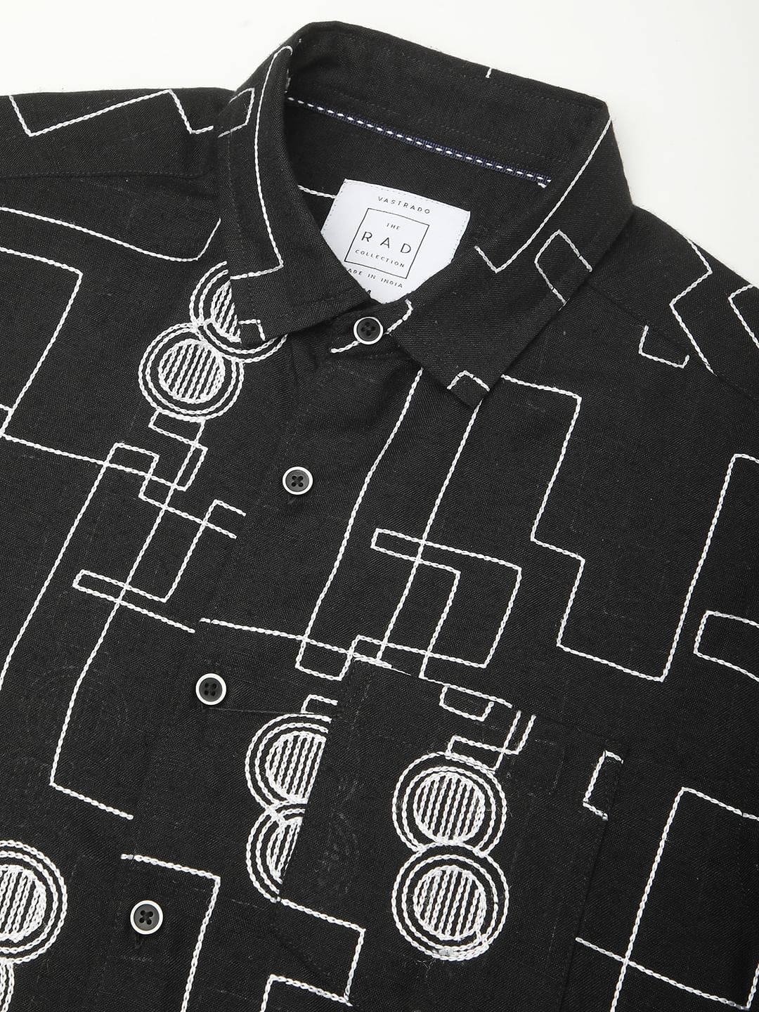Schmick Black Contrast Maze Embroidered Shirt - Image 3