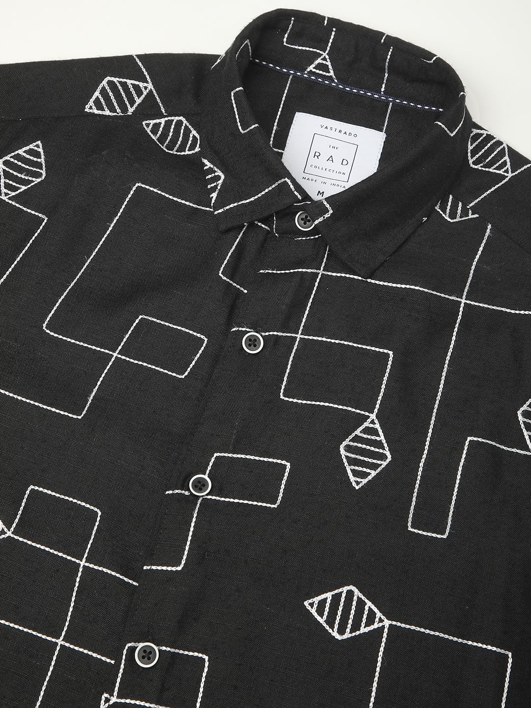 Schmick Black Lozenge Maze Embroidered Shirt - Image 3