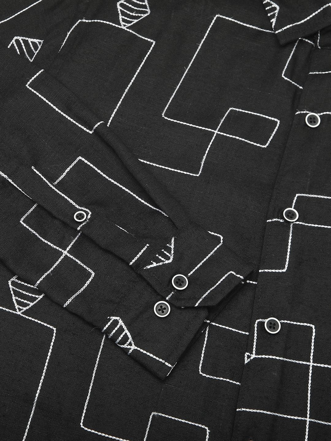 Schmick Black Lozenge Maze Embroidered Shirt - Image 9