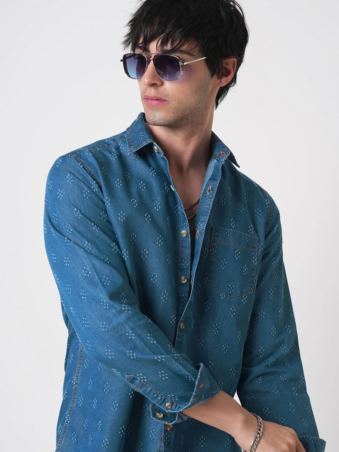 Schmick Denim Laser Cut Shirt - Image 2