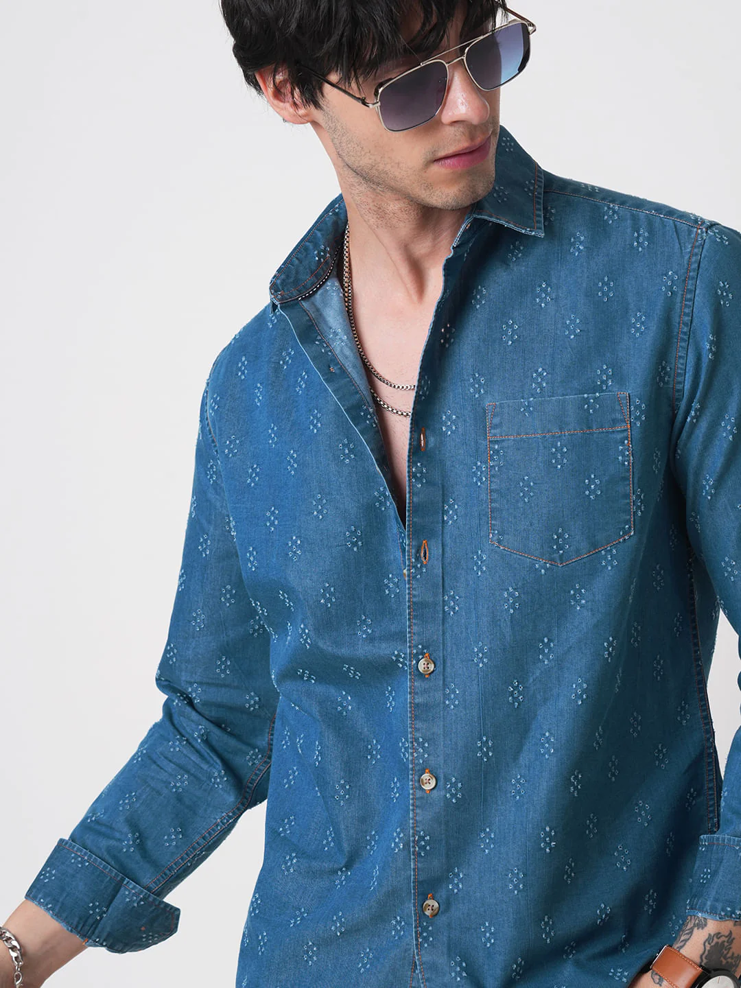 Schmick Denim Laser Cut Shirt - Image 3