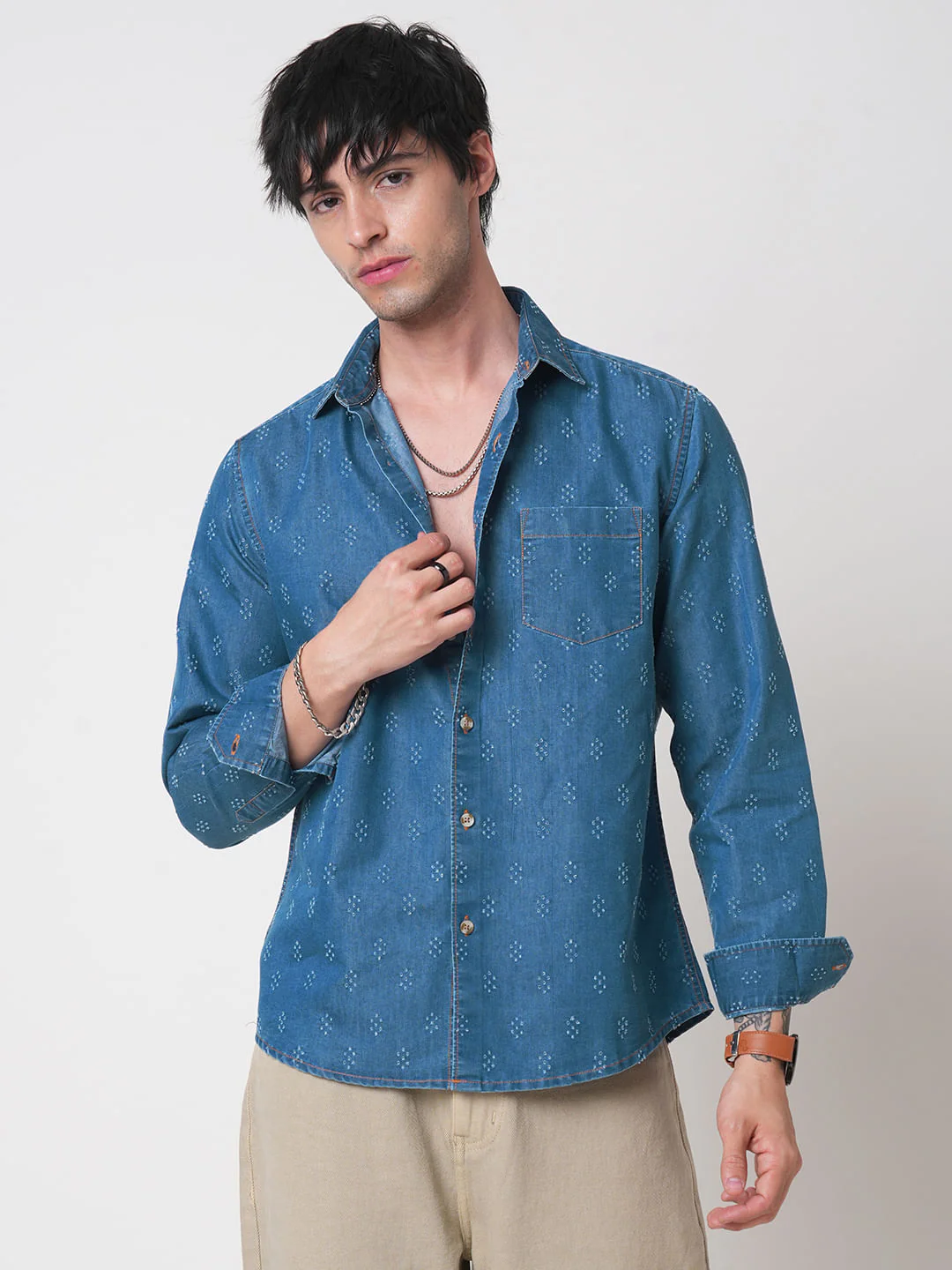 Schmick Denim Laser Cut Shirt - Image 5