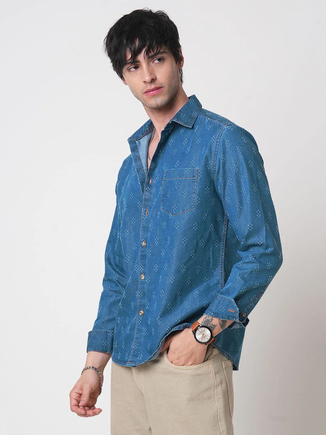 Schmick Denim Laser Cut Shirt - Image 6