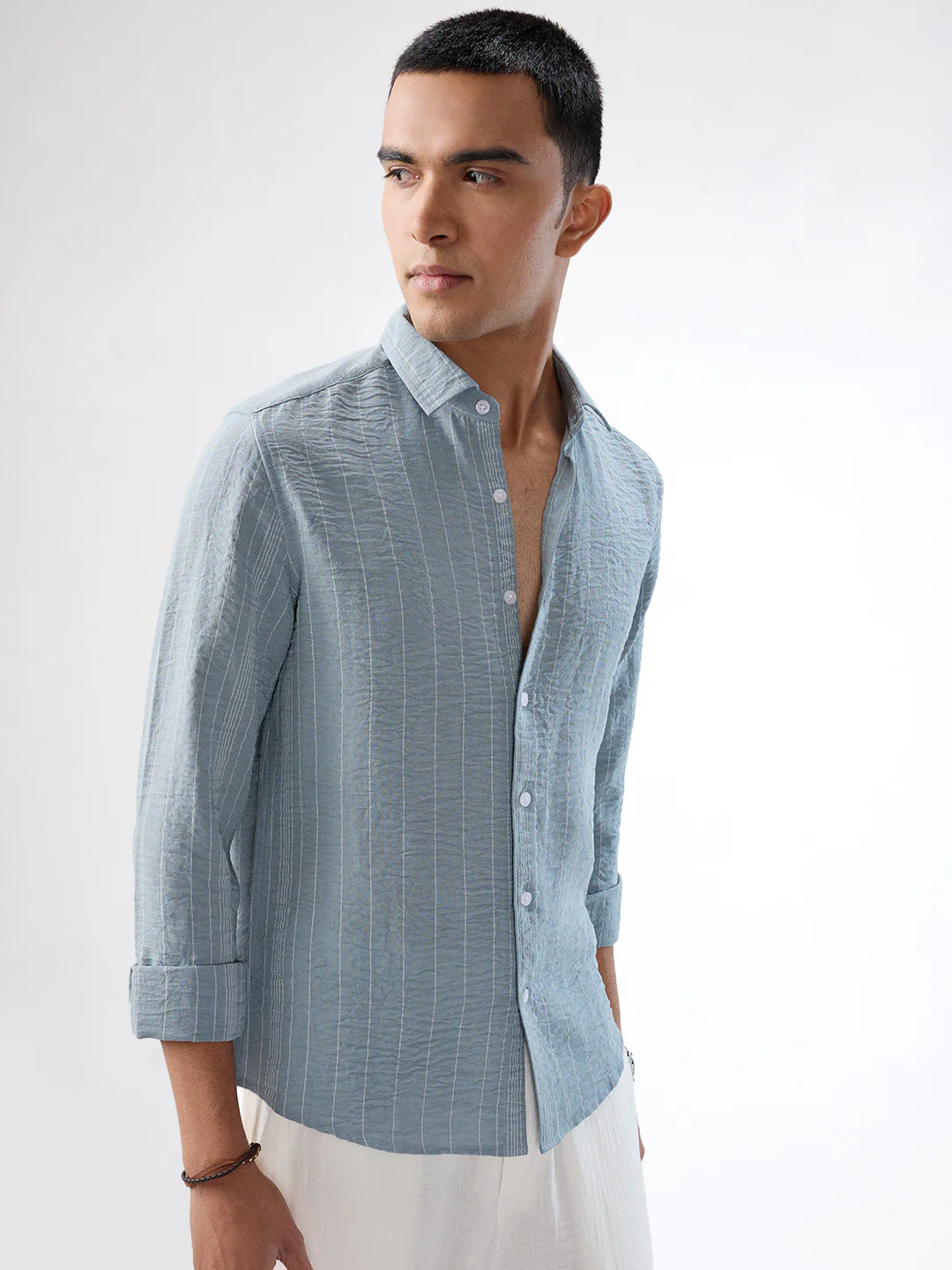 Schmick Dusty Teal Pinstripe Shirt - Image 5