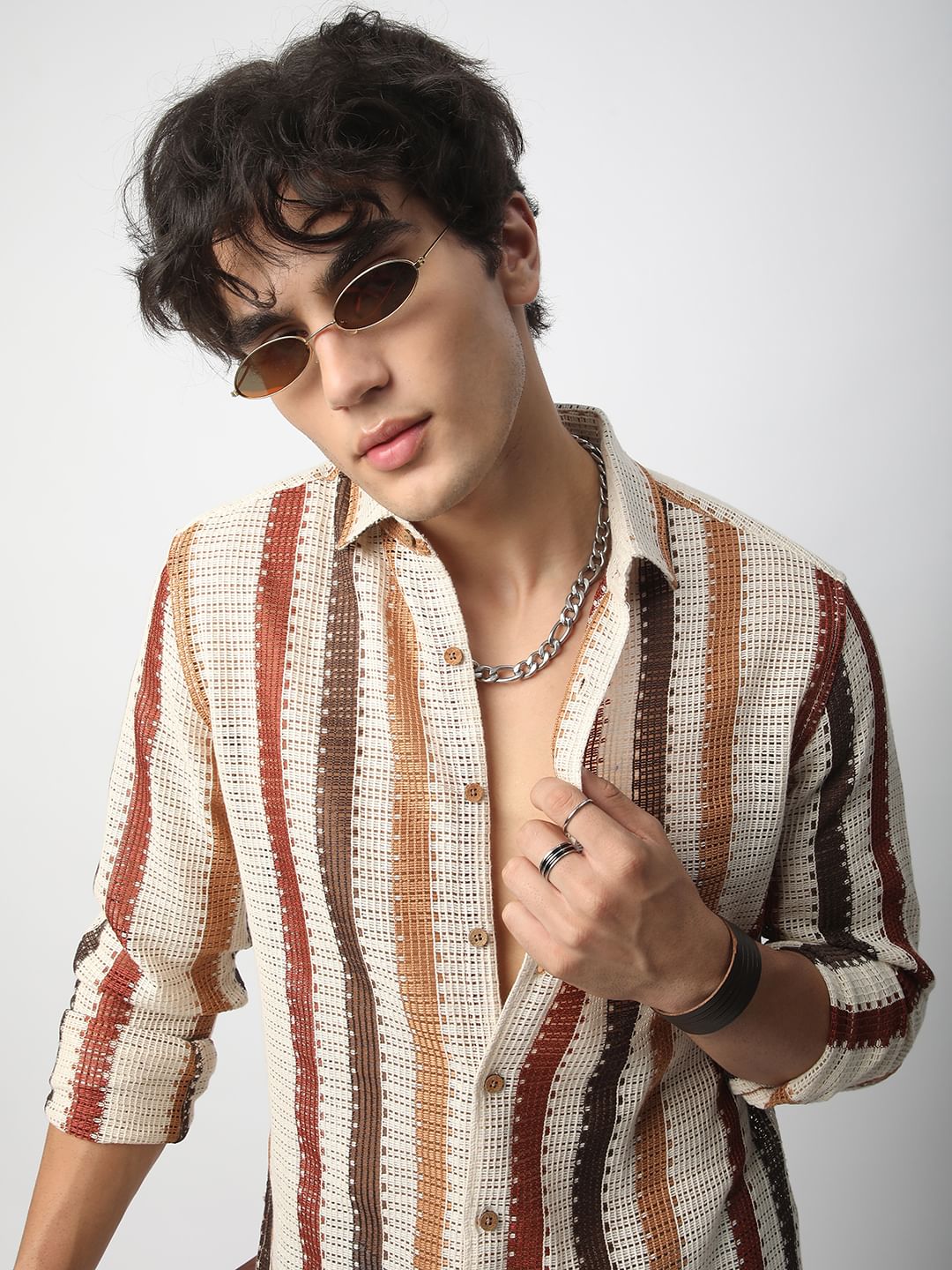 Schmick Interweave Multicolour Crochet Shirt - Image 2