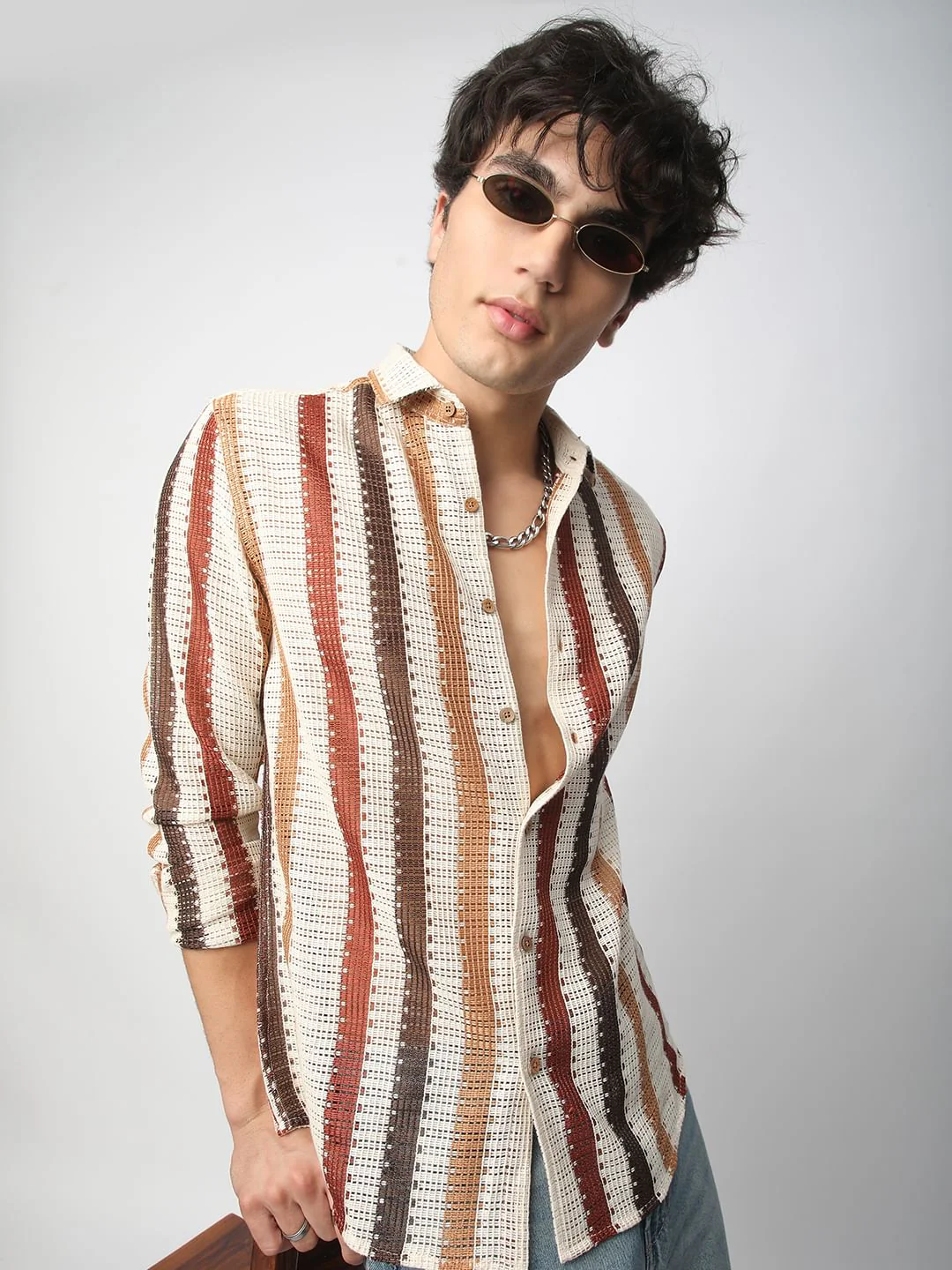 Schmick Interweave Multicolour Crochet Shirt - Image 4