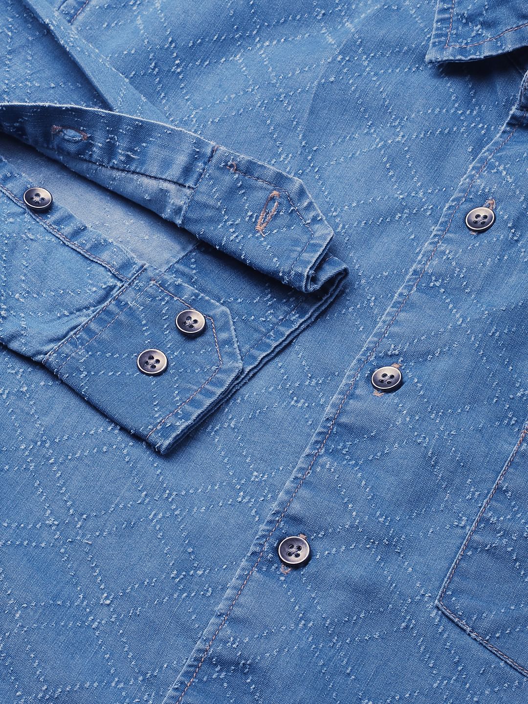 Schmick Lozenge Laser Cut Denim Shirt - Image 9