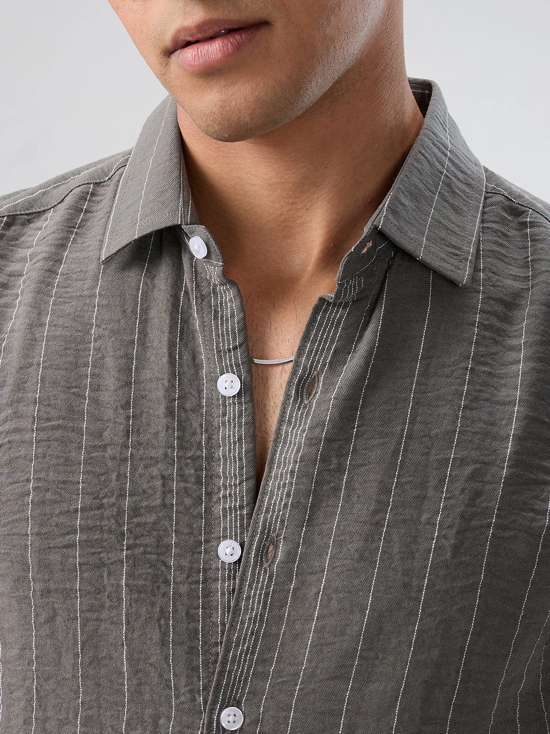 Schmick Pebble Grey Pinstripe Shirt - Image 3