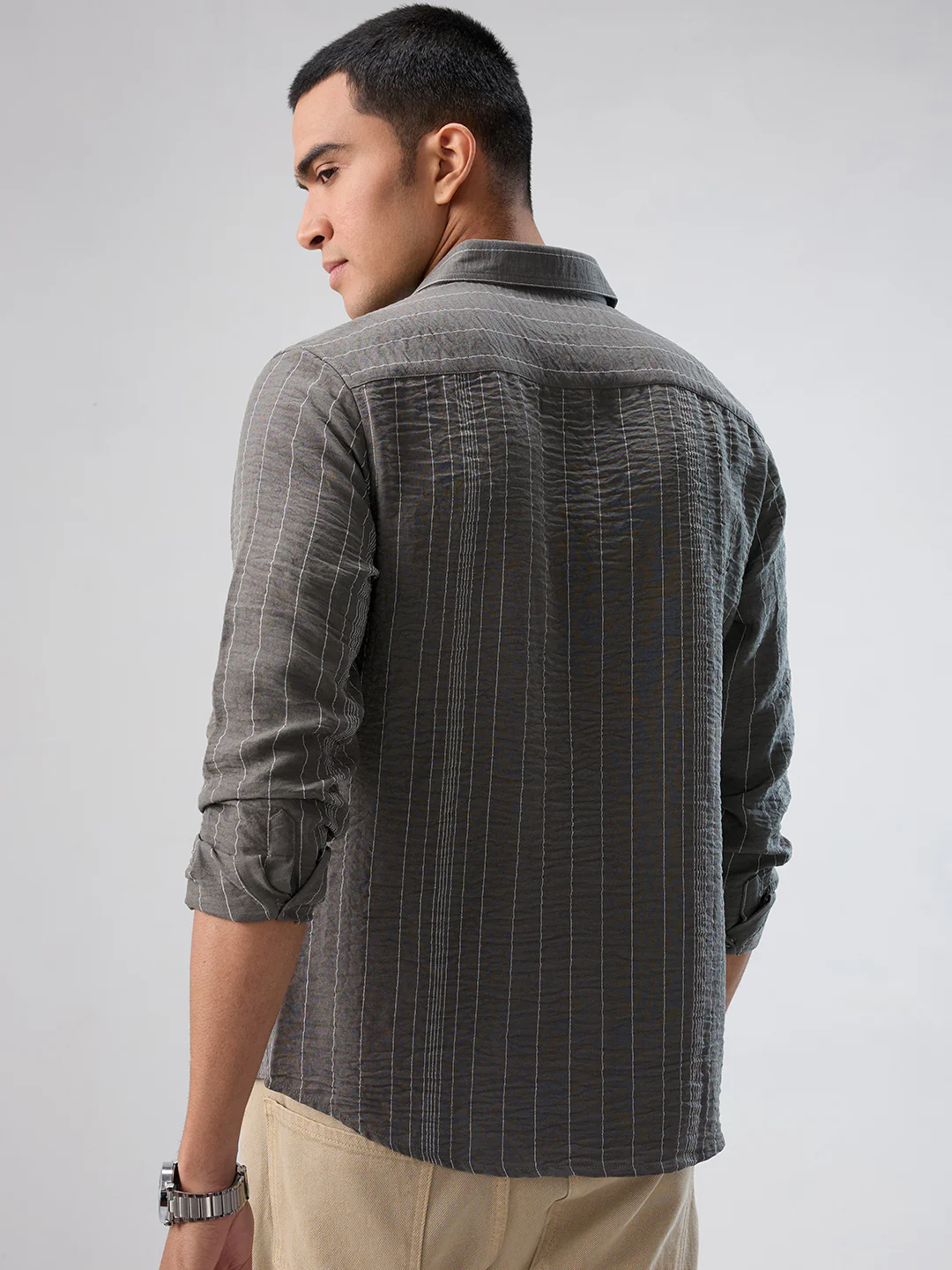 Schmick Pebble Grey Pinstripe Shirt - Image 6