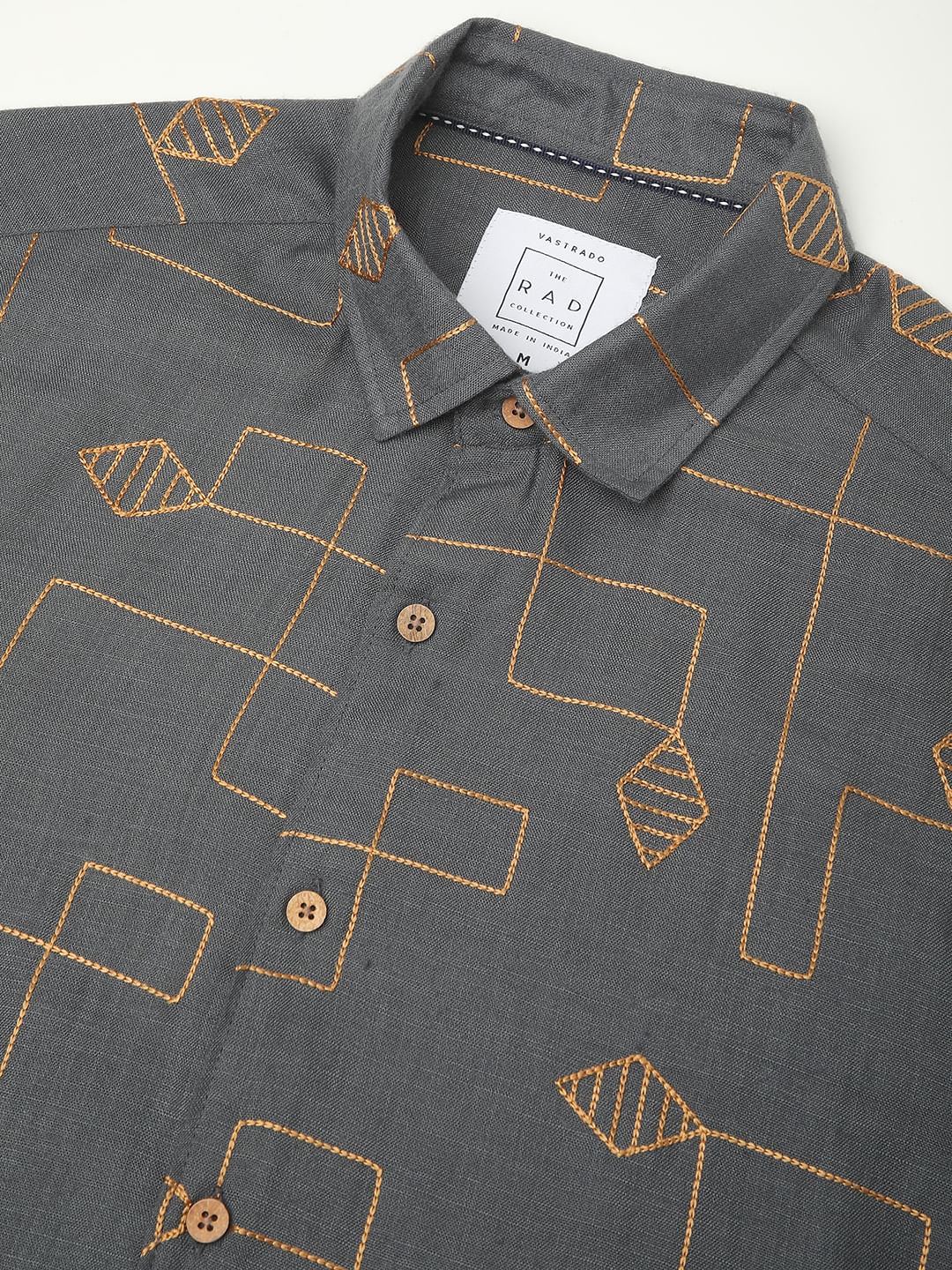 Schmick Porpoise Grey Diamond Maze Embroidered Shirt - Image 3