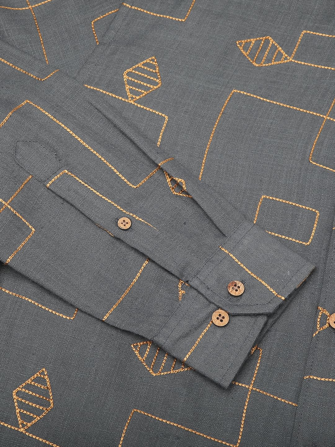 Schmick Porpoise Grey Diamond Maze Embroidered Shirt - Image 9