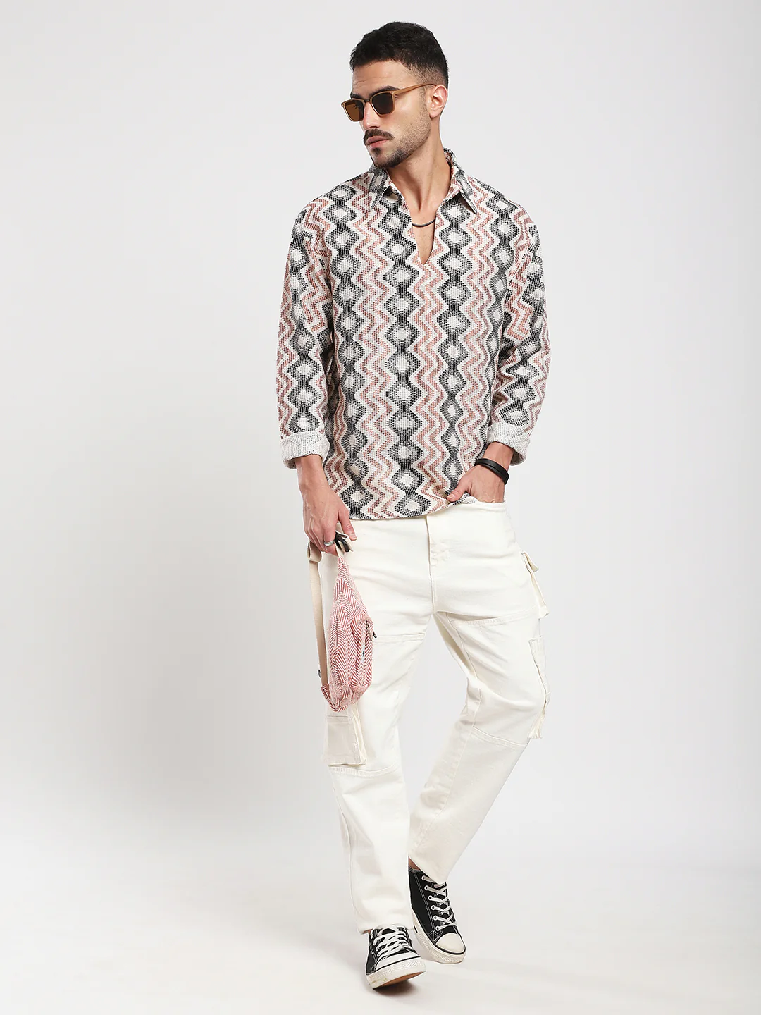 Sculpted Waves Luxe Crochet Oversized Polo Shirt - Image 7