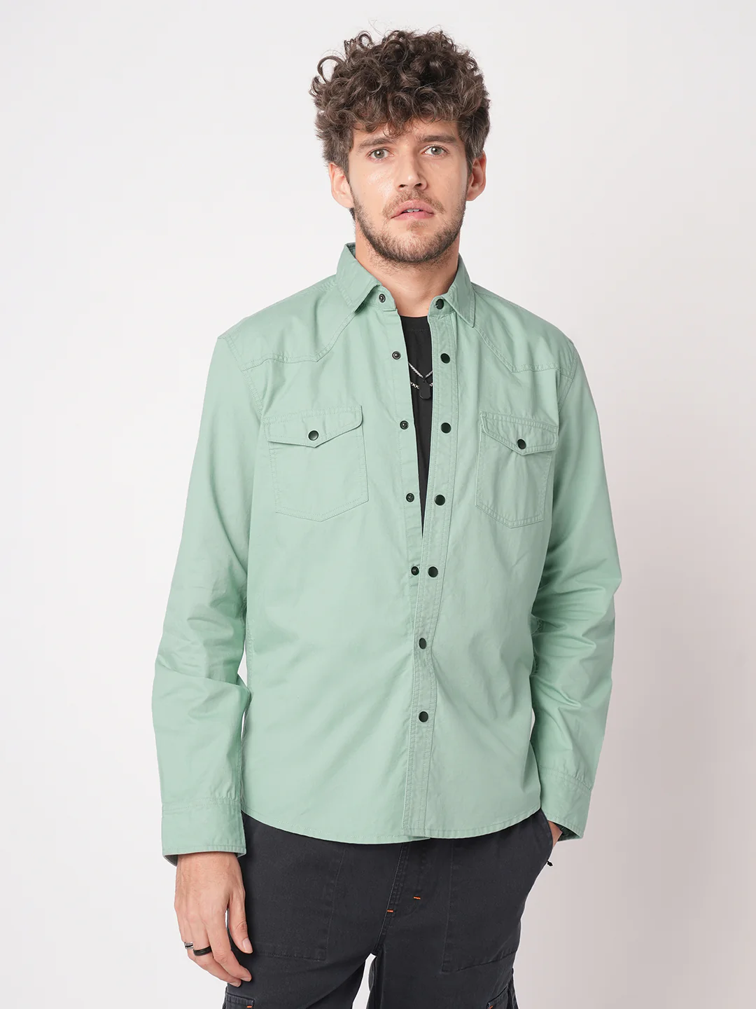 Sea Breeze Hue Double Pocket Overshirt - Image 4